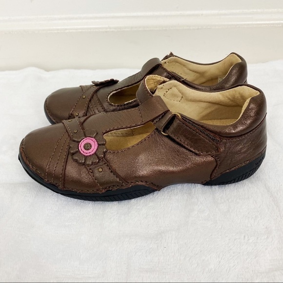 NEW STRIDE RITE Leather Carol Metallic Brown Floral Shoes Size 11.5W School Play - Picture 3 of 10